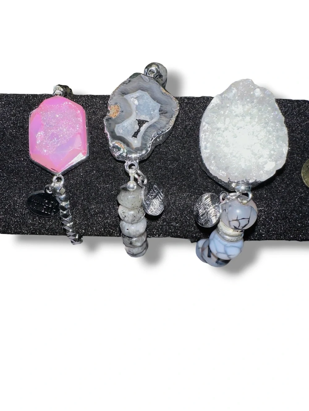 Kinsley Armelle 6pc Druzy Geode Stone Beaded Bracelet Stack Set Boho STRETCH FAB